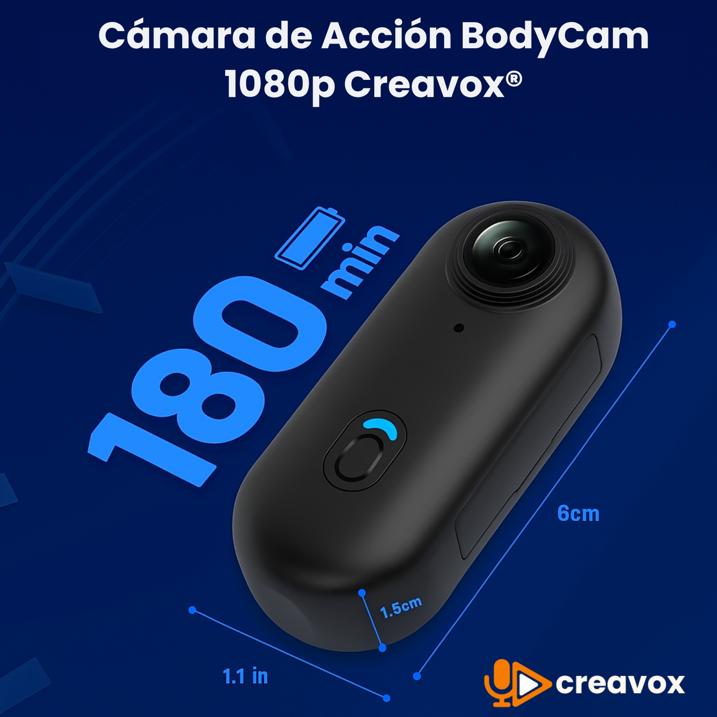 Cámara POV BodyCam 1080 con Accesorios Creavox®