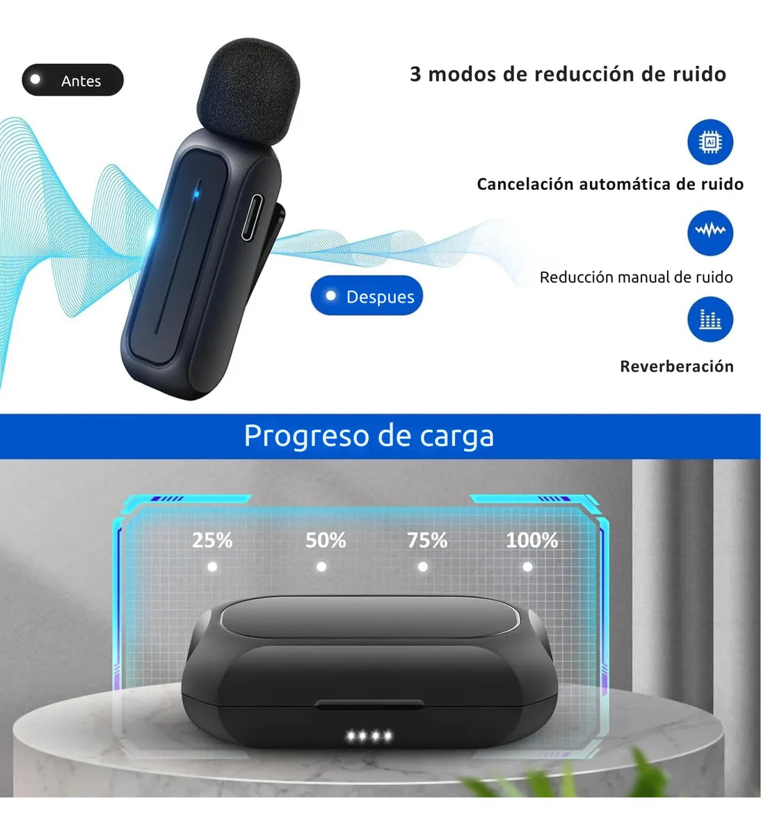Micrófono Doble ChargeBox Doble Entrada